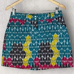 Slazenger‎ Printed Tennis Skort Size 2 Stretch Activewear Golf Teal Pink Sporty